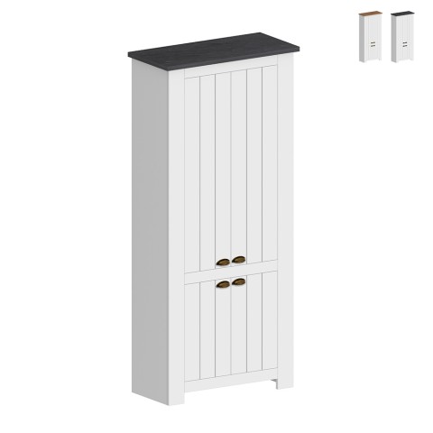Meuble à chaussures 4 portes 84x42x200cm blanc classique Hillrose Promotion