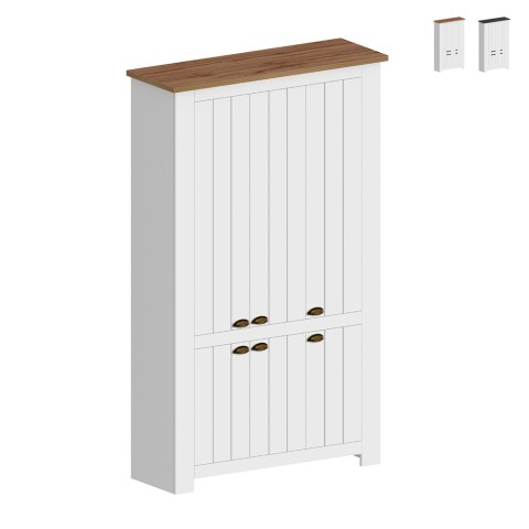 Armoire à chaussures multi-usage grande blanche 114x42x200cm 6 portes Elaisa Promotion