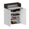Meuble à chaussures moderne blanc 2 portes 4 étagères 76x34x100 cm Ayenne Achat