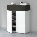 Meuble à chaussures moderne blanc 2 portes 4 étagères 76x34x100 cm Ayenne 