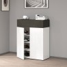Meuble à chaussures moderne blanc 2 portes 4 étagères 76x34x100 cm Ayenne Remises