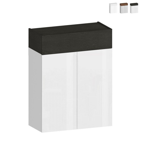 Meuble à chaussures moderne blanc 2 portes 4 étagères 76x34x100 cm Ayenne Promotion
