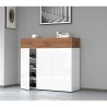 Meuble à chaussures d'entrée 3 portes 8 étagères blanc moderne 110x34x100cm Aida 