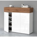Meuble à chaussures d'entrée 3 portes 8 étagères blanc moderne 110x34x100cm Aida Remises