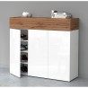 Meuble à chaussures d'entrée 3 portes 8 étagères blanc moderne 110x34x100cm Aida Remises