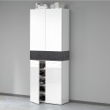 Armoire à chaussures 4 portes 10 étagères 76x34x200cm blanc Hanad 
