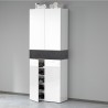 Armoire à chaussures 4 portes 10 étagères 76x34x200cm blanc Hanad 