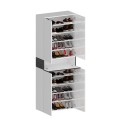 Armoire à chaussures 4 portes 10 étagères 76x34x200cm blanc Hanad Prix