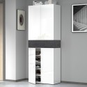 Armoire à chaussures 4 portes 10 étagères 76x34x200cm blanc Hanad Remises