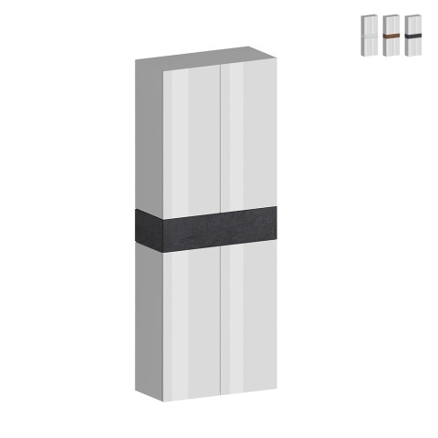Armoire à chaussures 4 portes 10 étagères 76x34x200cm blanc Hanad Promotion