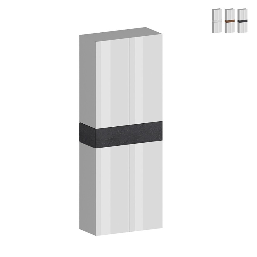 Armoire à chaussures 4 portes 10 étagères 76x34x200cm blanc Hanad Promotion