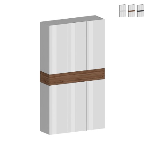 Grande armoire à chaussures moderne 114x34x200 cm 6 portes 10 étagères Dettey Promotion