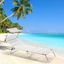 4 transats de plage bain de soleil de jardin pliant en aluminium Cancun Vente