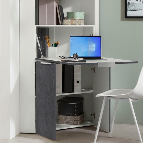 Bureau d'angle pliable et escamotable gain de place 90x56cm Layla II Promotion