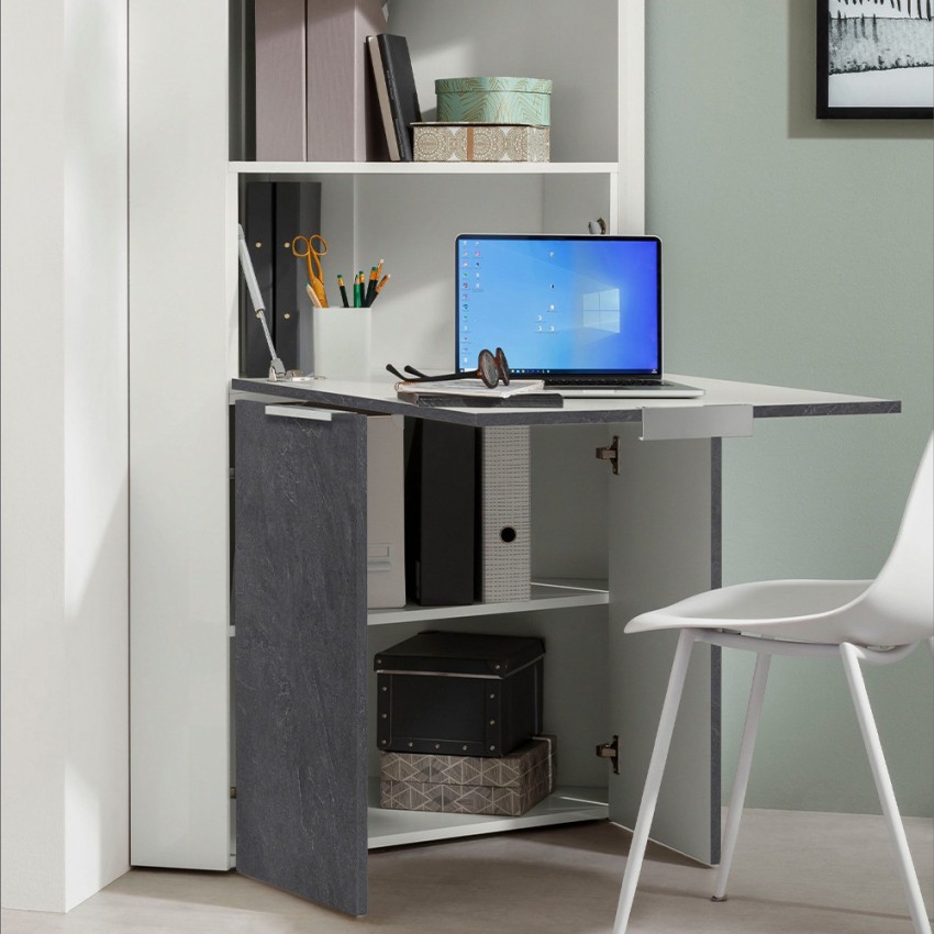 Bureau d'angle pliable et escamotable gain de place 90x56cm Layla II Promotion