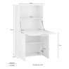 Bureau gain de place 70x35cm plateau pliant escamotable armoire Layla Caractéristiques