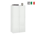 Bibliothèque moderne pour bureau ou salon, 2 portes, blanc brillant, 70x35x140, Birse Offre