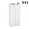 Bibliothèque moderne pour bureau ou salon, 2 portes, blanc brillant, 70x35x140, Birse Offre