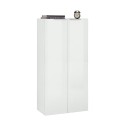 Bibliothèque moderne pour bureau ou salon, 2 portes, blanc brillant, 70x35x140, Birse Promotion