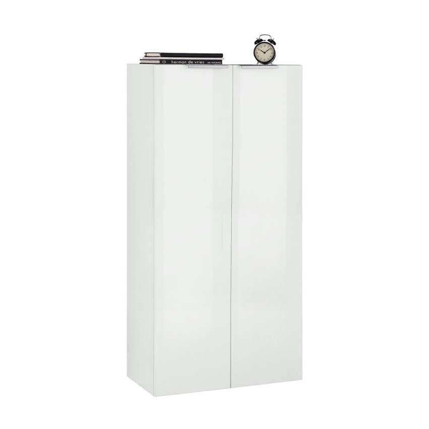 Bibliothèque moderne pour bureau ou salon, 2 portes, blanc brillant, 70x35x140, Birse Promotion Bibliothèque moderne pour bureau ou salon, 2 portes, blanc brillant, 70x35x140, Birse Promotion