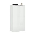 Bibliothèque moderne pour bureau ou salon, 2 portes, blanc brillant, 70x35x140, Birse Promotion