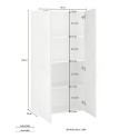 Bibliothèque moderne pour bureau ou salon, 2 portes, blanc brillant, 70x35x140, Birse Choix