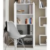 Bibliothèque moderne pour bureau ou salon, 2 portes, blanc brillant, 70x35x140, Birse Réductions