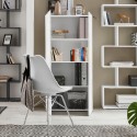 Bibliothèque moderne pour bureau ou salon, 2 portes, blanc brillant, 70x35x140, Birse Vente