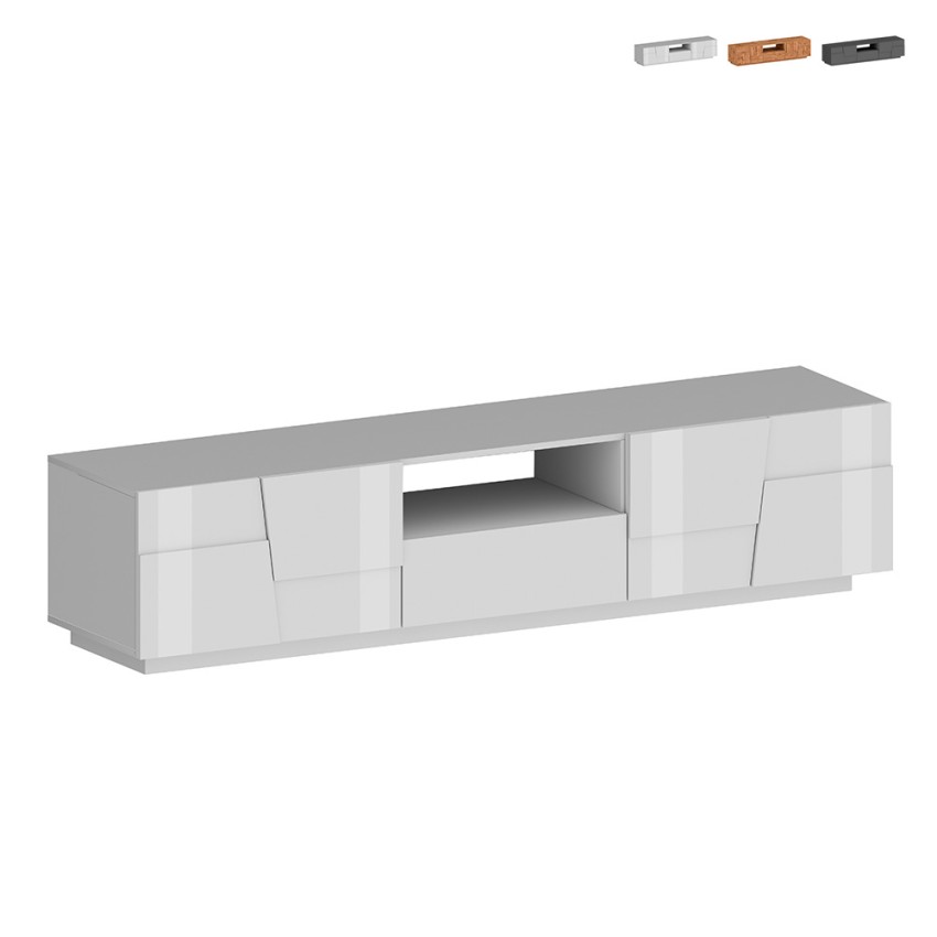Meuble TV moderne avec 4 portes et tiroir 220x45x46 cm Chiron Offre Meuble TV moderne avec 4 portes et tiroir 220x45x46 cm Chiron Offre