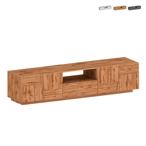 Meuble TV moderne avec 4 portes et tiroir 220x45x46 cm Chiron Promotion