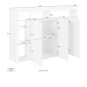 Credenza 3 portes bibliothèque moderne étagères en verre 150x40x100cm Allen 