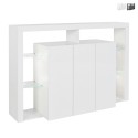 Buffet 3 portes bibliothèque moderne étagères en verre 150x40x100cm Allen Promotion