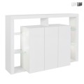 Buffet 3 portes bibliothèque moderne étagères en verre 150x40x100cm Allen Promotion