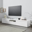 Meuble TV moderne Novi, 2 portes, 1 abattant, 220x40x35cm, design élégant pour salon Remises