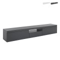 Meuble TV moderne Novi, 2 portes, 1 abattant, 220x40x35cm, design élégant pour salon Promotion