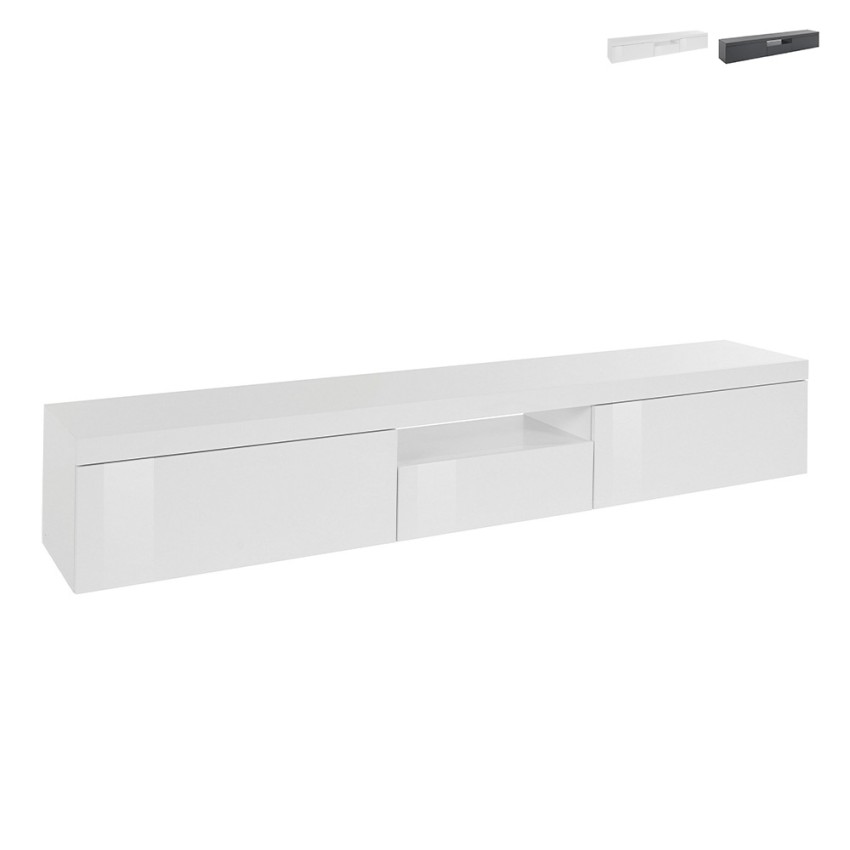 Meuble TV moderne Novi, 2 portes, 1 abattant, 220x40x35cm, design élégant pour salon Vente Meuble TV moderne Novi, 2 portes, 1 abattant, 220x40x35cm, design élégant pour salon Vente