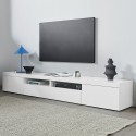 Meuble TV bas avec 2 portes et 1 abattant 240x40x35cm Idris Remises