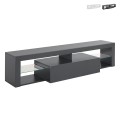 Meuble TV moderne avec porte abattante, étagères en verre 160 cm Helix Promotion