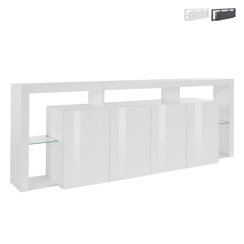 Buffet de salon 4 portes grand bahut 220x40x80 design moderne Towyn Promotion