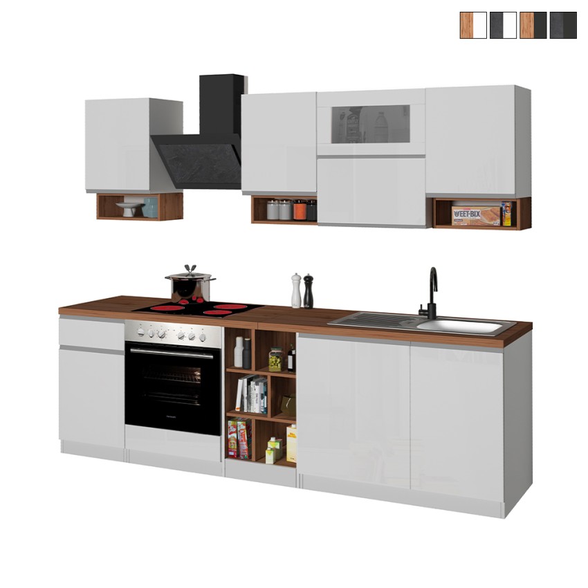 Cuisine complète modulaire design linéaire style moderne 256cm Essence Offre Cuisine complète modulaire design linéaire style moderne 256cm Essence Offre
