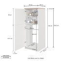 Housse de réfrigérateur encastrable mobile à 2 portes pour meuble de cuisine 60x60x164.5h Halser 