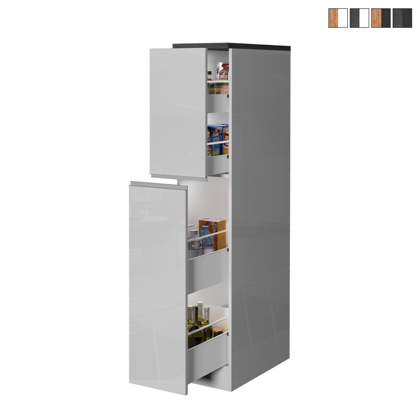 Meuble de cuisine moderne avec 2 tiroirs à épices 30x60x164,5 Trym Vente
