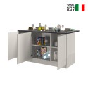 Îlot central moderne 3 portes 155x90x90 cm avec table Deaton pour cuisine Dimensions