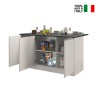Îlot central moderne 3 portes 155x90x90 cm avec table Deaton pour cuisine Dimensions