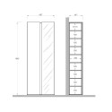 Armoire à chaussures d'entrée 2 portes miroir blanc brillant chêne Alba Modèle