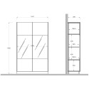 Vitrine salle de séjour salon moderne 2 portes en verre 105x40x170cm Danae Dimensions