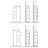 Meuble colonne de salon 2 portes étagère en verre 87x42x188cm Velis Dimensions