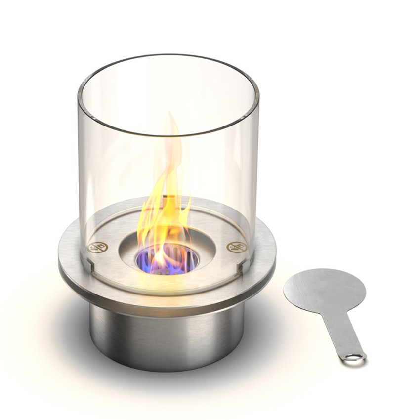 Brûleur de biocheminée en inox, cheminée à bioéthanol ronde avec verre Round Dimensions Brûleur de biocheminée en inox, cheminée à bioéthanol ronde avec verre Round Dimensions