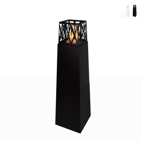 Cheminée à bioéthanol extérieure sur pied design colonne Vulcano Promotion