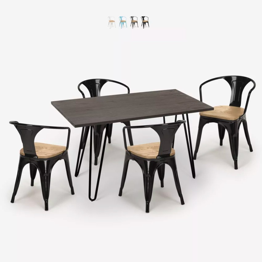 table 120x60 + 4 chaises style industriel bar restaurant cuisine wismar top light Remises table 120x60 + 4 chaises style industriel bar restaurant cuisine wismar top light Remises